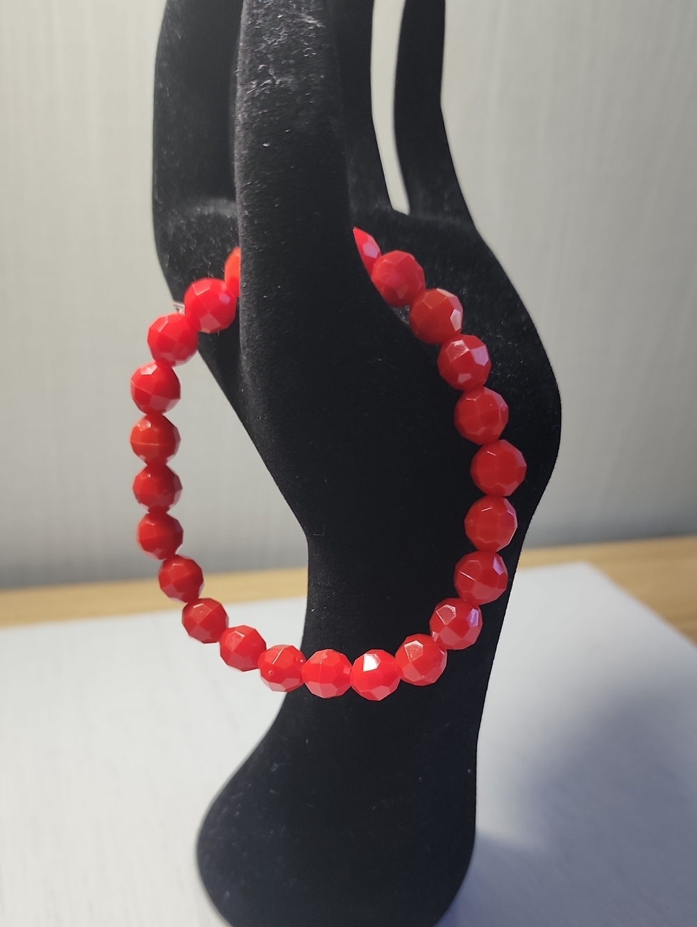 Red Faceted Bead Stretch Bracelet - Women Jewelry